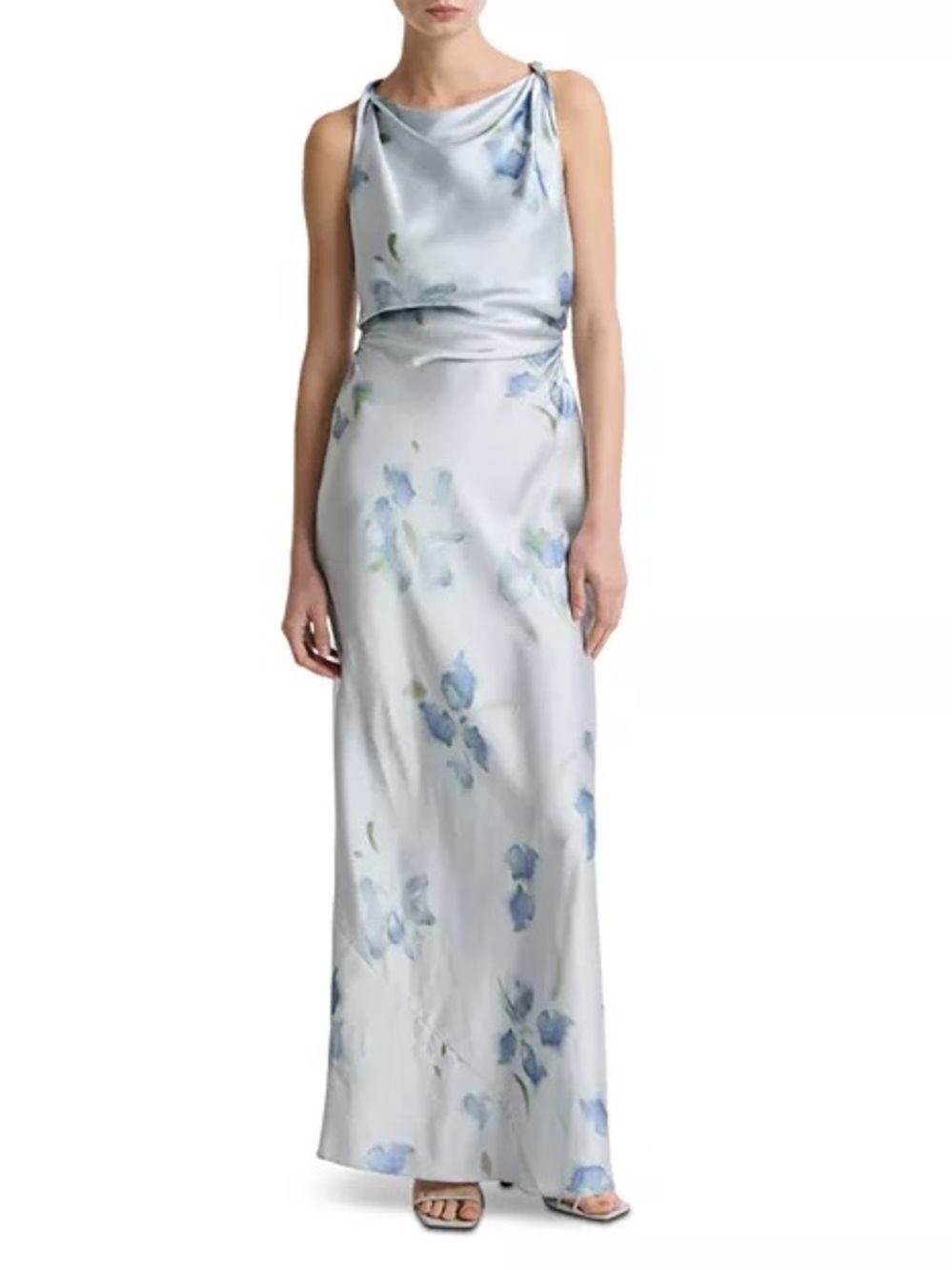 Vince Petal Blur Twist Shoulder Dress Blue / Grey Size 10